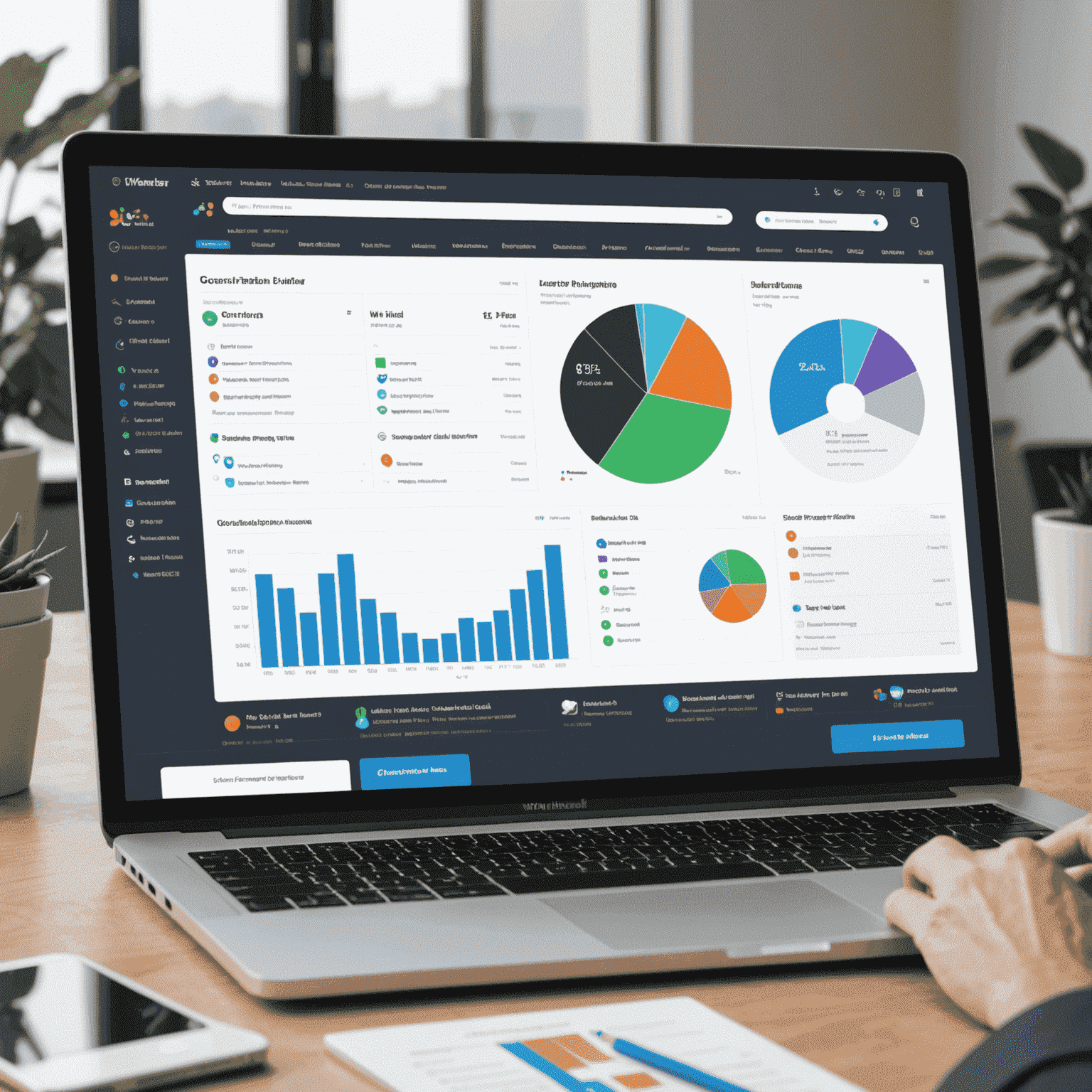 Interfaz de usuario de la plataforma de gestión de webinars mostrando paneles de control para registro de participantes, estadísticas en tiempo real y herramientas de interacción