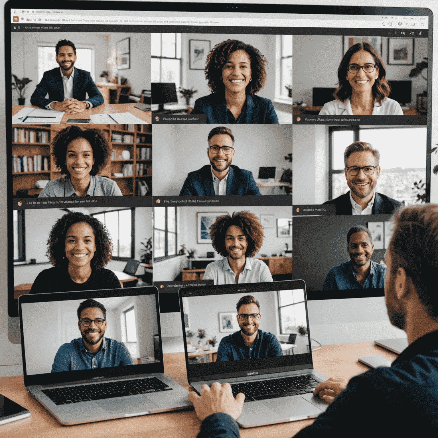 Captura de pantalla de una sesión de webinar en vivo mostrando presentadores, diapositivas y chat de participantes