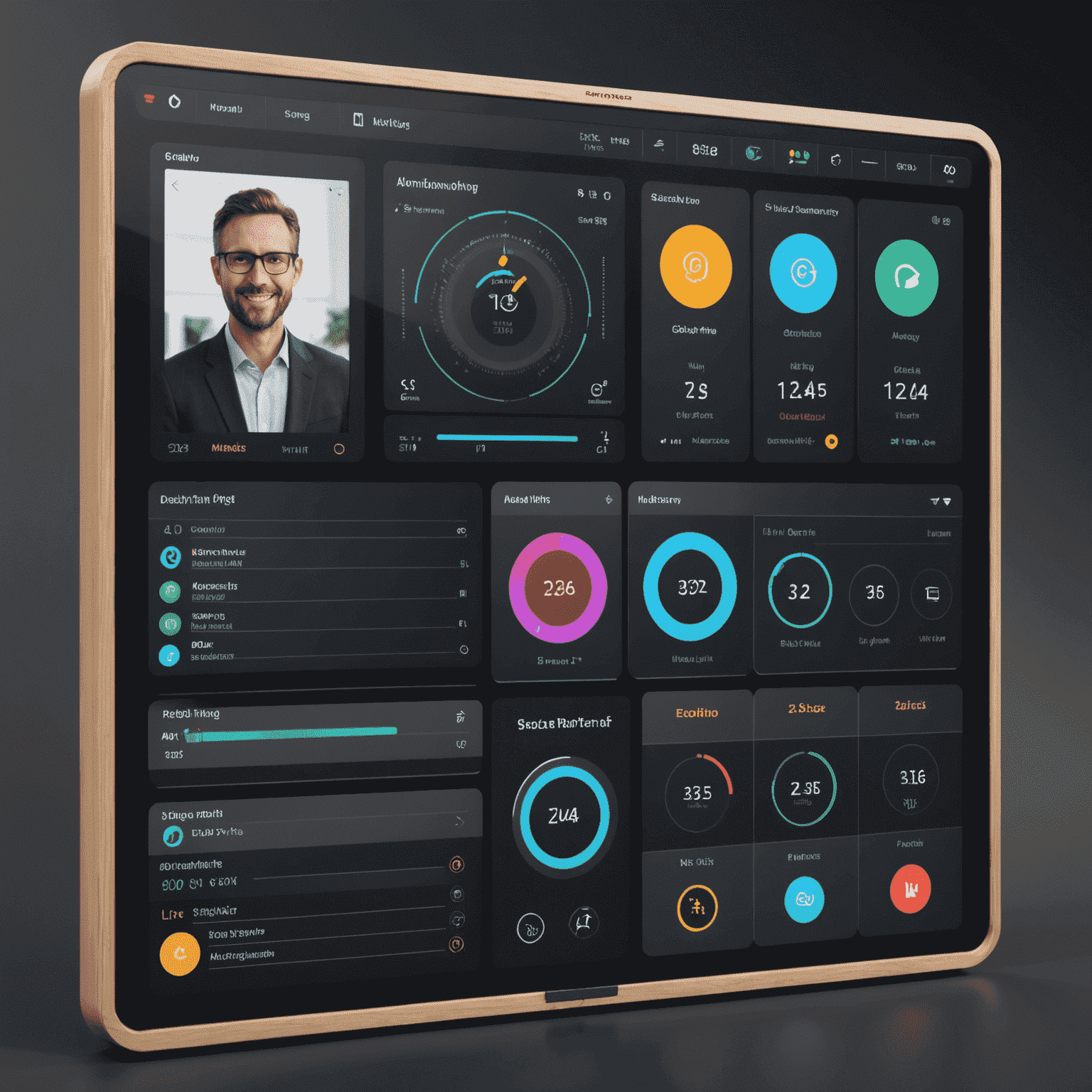 Imagen de un panel de control de transmisión en vivo con múltiples opciones de personalización, estadísticas en tiempo real y herramientas de interacción con la audiencia